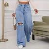 2025 Spring Autumn New Wide-Leg Jeans Women's Clothing Trousers Versatile Classic Solid Color Fashion Denim Pants