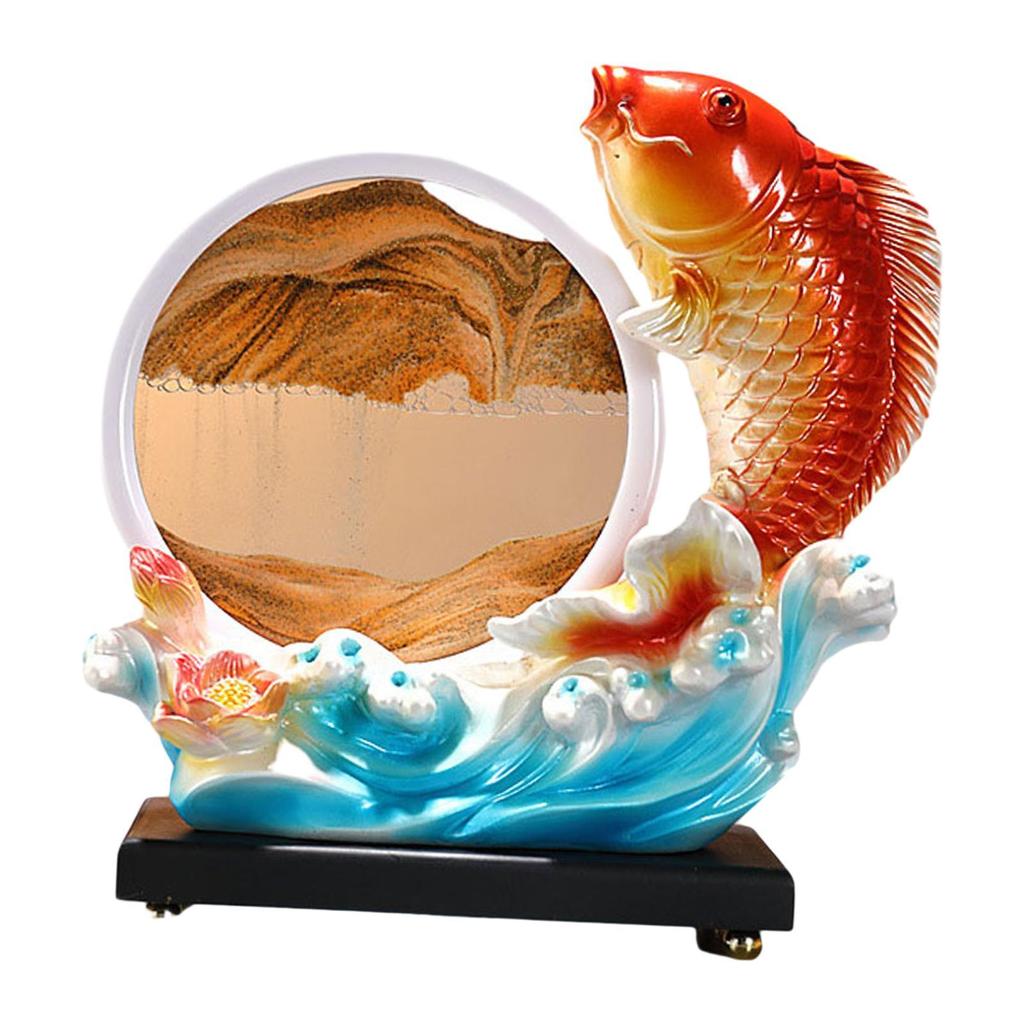 Коллекция статуй рыб кои, динамическая песчаная живопись, декоративная фигурка для стола, центральный элемент для письменного стола, камина, спальни, гостиной
