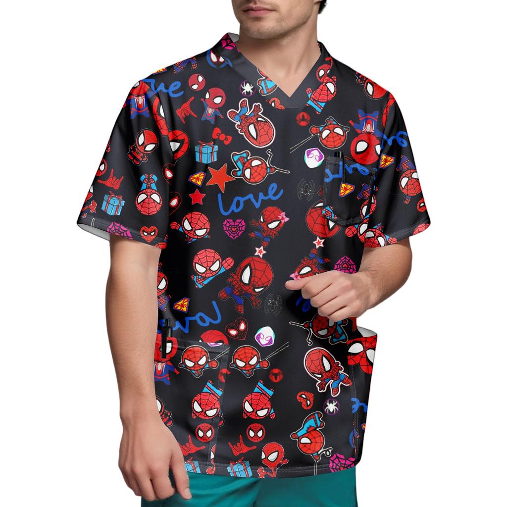 Мужской топ с коротким рукавом и V-образным вырезом с принтом нагрудного кармана