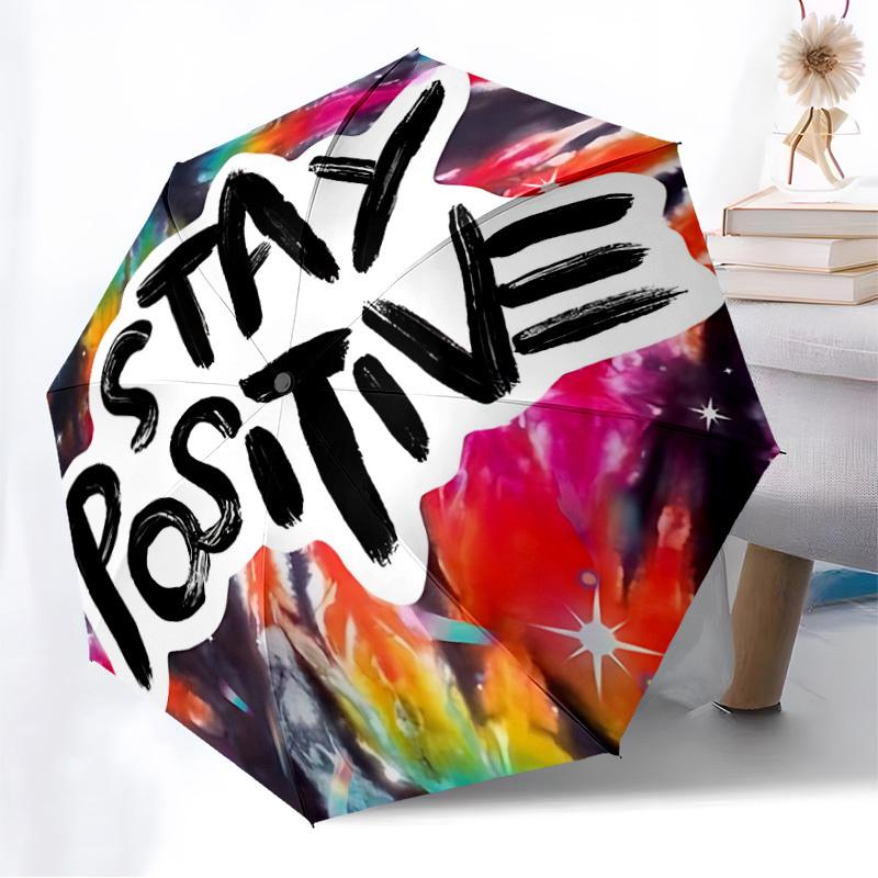 1pc Stay Positive Automatic Open/Close Umbrella, Formal Events - Ideal Gift for Family or Friends, Outdoor Accessory yy251211242
