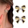 1Pair Sweet Black Bow Knot Stud Earrings For Women Girls Lovely Pearl Enamel Oil  Earrings Party Jewelry Birthday Gift