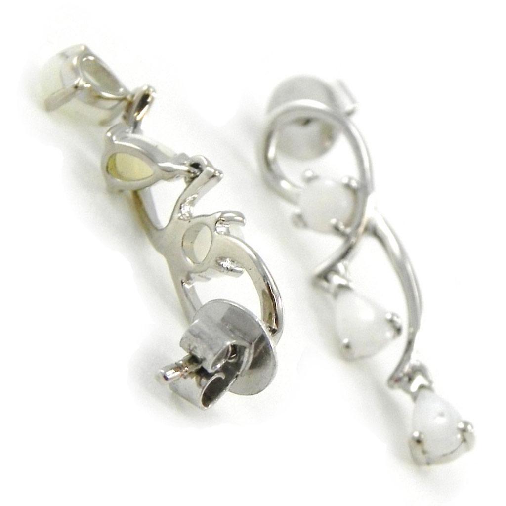 Les Trésors De Lily [I8880] - Серебряные серьги «Богиня опал» Серебро белое (родиевое покрытие) - 25х6 мм