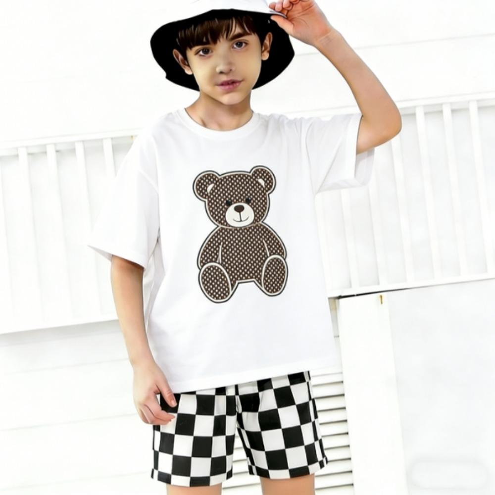 Fashion Fake Cardigan 67 Zebra Color Printed Kids T-shirt and Shorts 2 Piece Set Summer Casual Outfit for Boys and Girls Kids Clothing
