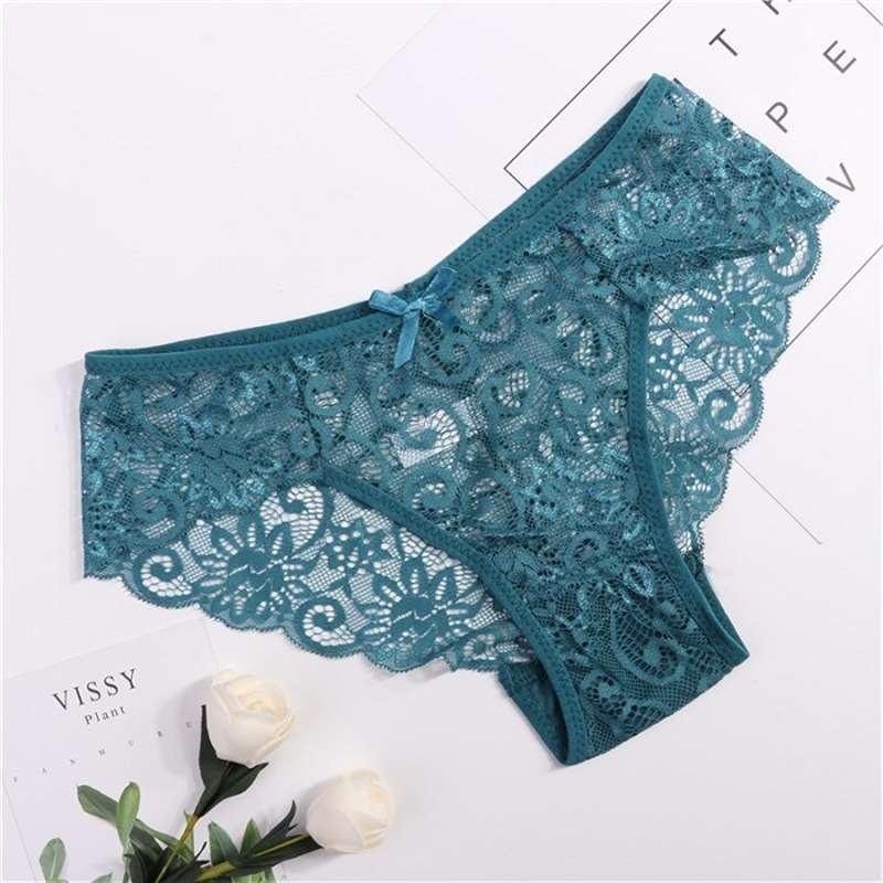 Embroidered Lace Panties Transparent Sexy Low Waist Underwear Ladies Girls Soft Breathable Briefs