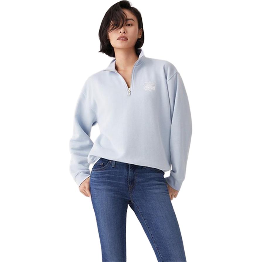 Толстовка женская Levis свободного кроя с логотипом, воротником-стойкой и длинными рукавами, светло-голубая 000O2-0001