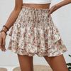 Женская модная юбка с цветочным принтом, плиссированная юбка, короткая юбка с рюшами и принтом