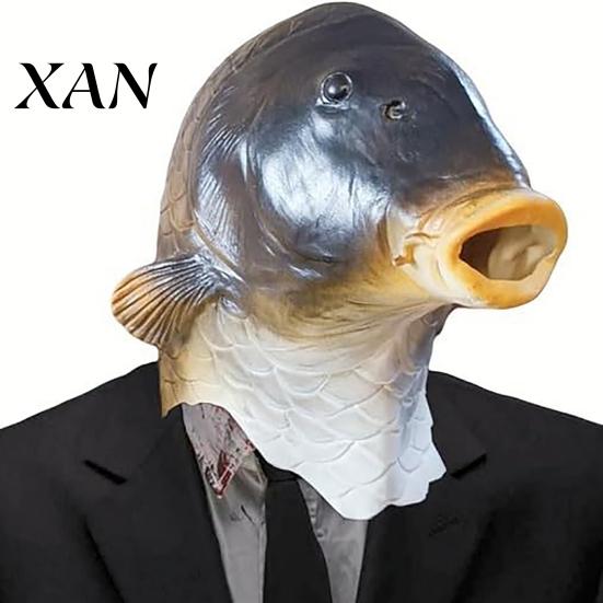 Soft Latex Prank Headgear Funny Fish Head Mask, Realistic Carp Cosplay Prop, Animal Detailed Face Mask for Halloween Party Prank, Trick or Treat Gift