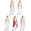 Women's Greek Toga Costume with Gold Leaves Wreath Headwear Ancient Roman Gown Fancy Dress