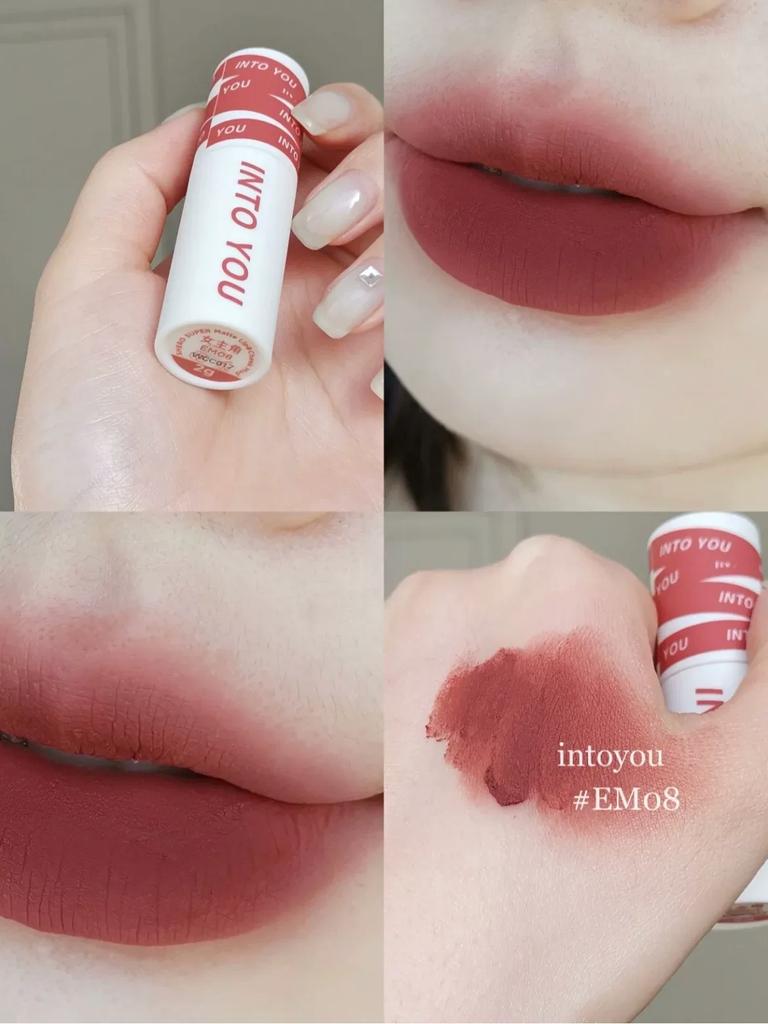 Intoyou Heroine Lip Mud Matte Lip Glaze Em05 Second Generation Sensitive Orange Cute Orchid Low Saturation Lipstick