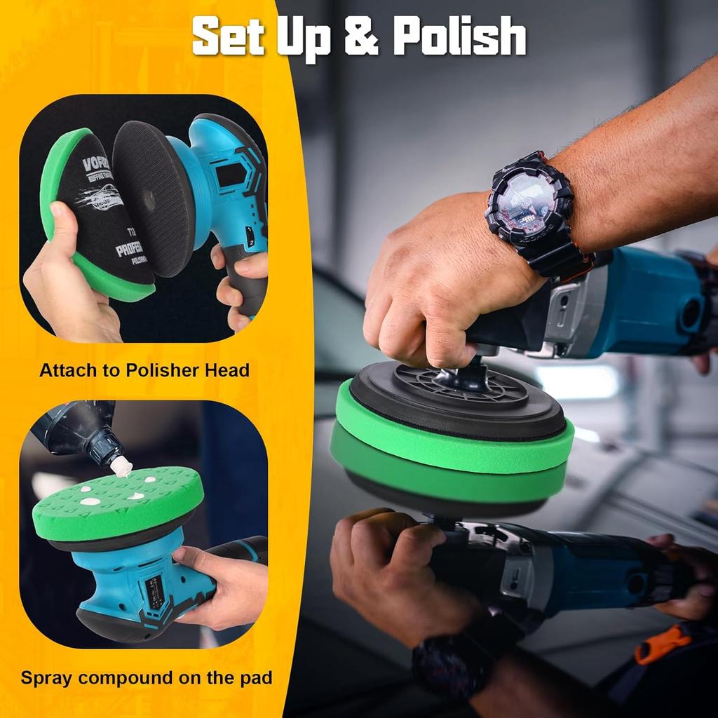 6 Pcs Buffing Polishing Pads, 5.5 Inch Buffing Pads For 5 Inch 125Mm Backing Plate Compound Buffing Sponge Pads Cutting Polishing Pad Kit For Car