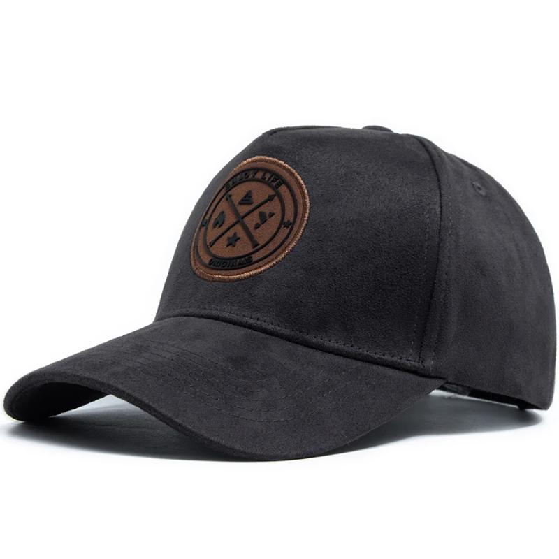 Fashion Circular Leather Label Suede Men's Baseball Cap Spring Autumn Hat For Visor Casual Women Snapback Hip Hop Caps Unisex