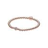 Браслет Пан из белой меди, розового золота и серебряных бусин паве, минималистичный