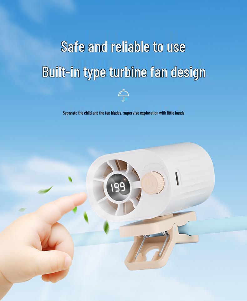 High-Speed Digital Display Clip Fan with Semiconductor Cooling and 100-Speed Settings