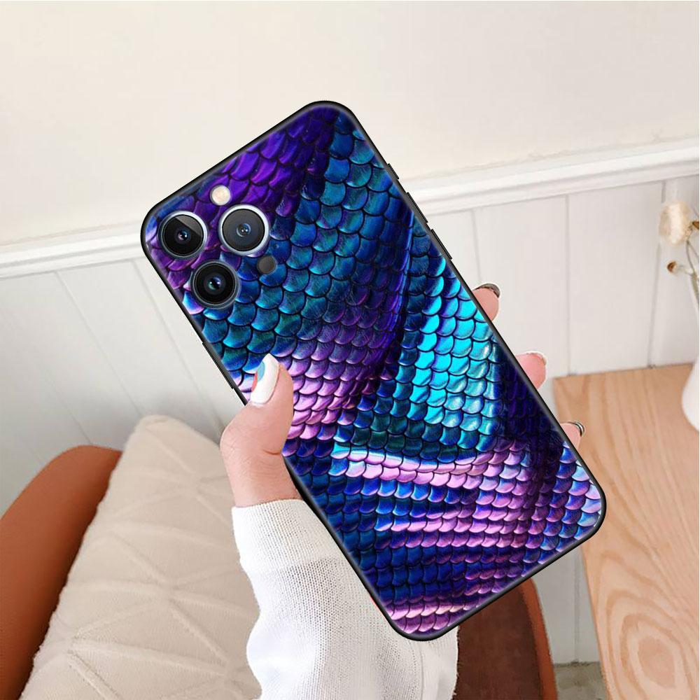 Чехол Funda для Apple iPhone 14 11 13 7 12 Pro 7 XR XS Max 8 Plus 6 14Pro 13Mini, черный мягкий чехол для телефона со змеиной кожей и принтом животных