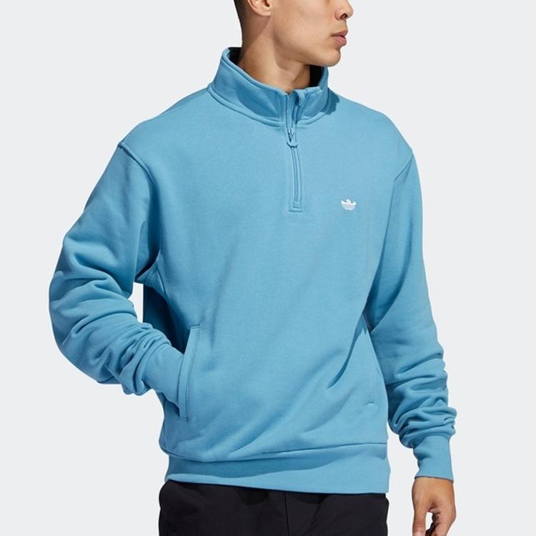 adidas Мужская толстовка на молнии Originals Trefoil с принтом логотипа, повседневная синяя кофта GL9943