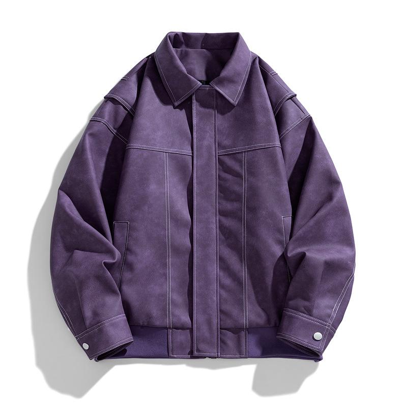 Винтажная куртка из искусственной кожи, мужская куртка со свободными лацканами, модная повседневная рубашка в стиле «хай-стрит» на весну и осень