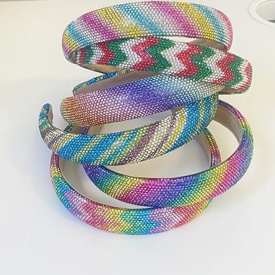 Радужная цветная стразовая губчатая мягкая повязка на голову, ободок, взрослые аксессуары для волос, украшения для волос