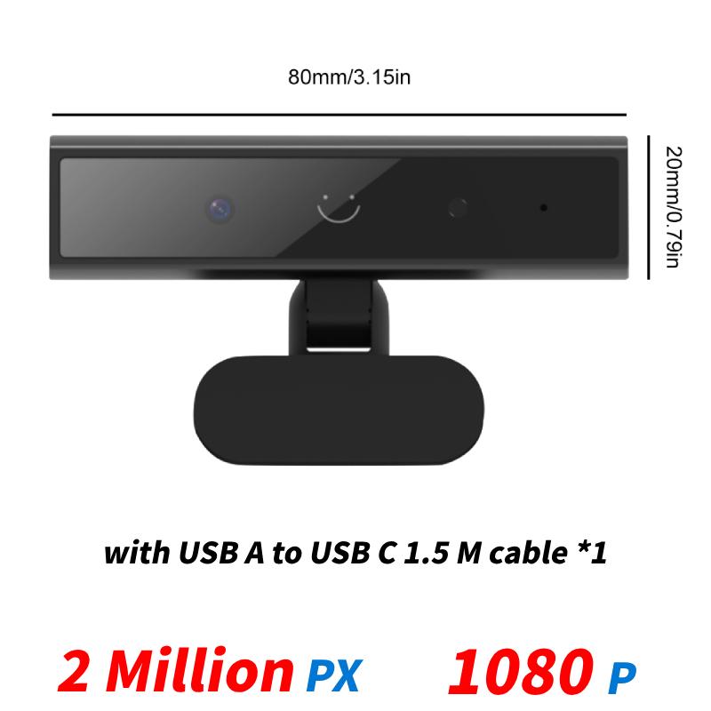 Identification Login Web Camera for Windows 10/11 HD 1080P Detachable USB Computer Facial Recognition Webcam Built-In Microphone