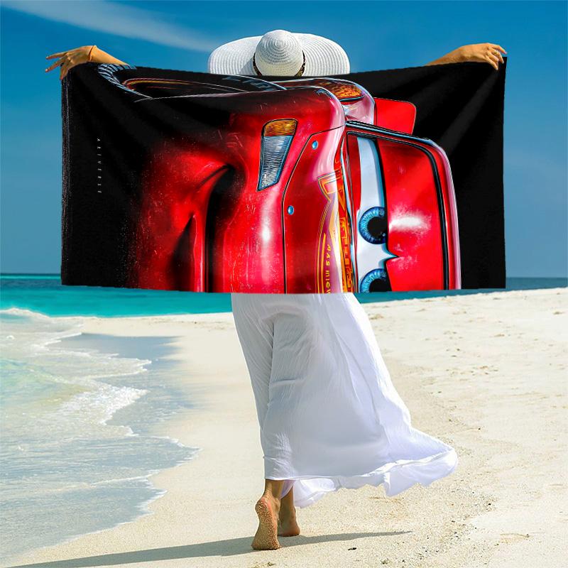1pc Cars Movie Characters Beach Towel, Highly Absorbent, Soft Comfortable, Yoga, Swimming, Fitness, Camping, Beach Activities. B73007