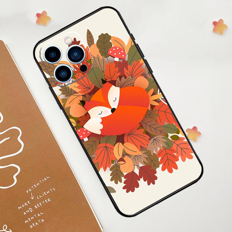Осенние Листья Падающий Лис Чехол для Телефона Для iPhone 17 Pro Max 11 14 15 16 Pro Max 12 13 mini 16 Plus 16e 17 Air Funda