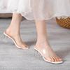 2025 Summer New Transparent Sandals Women's Medium Heel Thick Heel Crystal High Heels Fairy Style Word with Cool Slippers