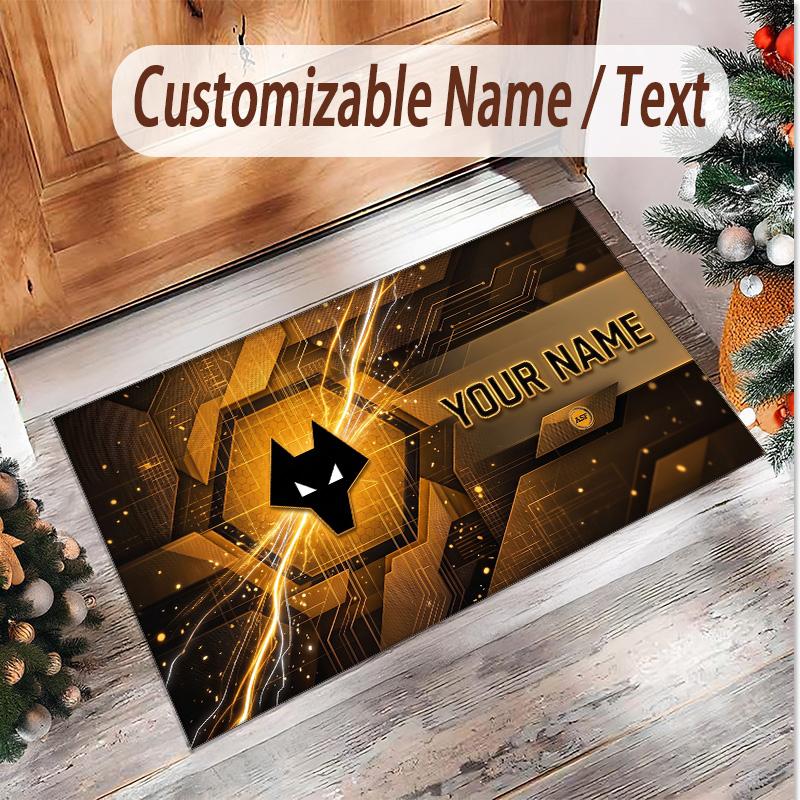 Personalized Crystal Velvet Carpet Wolverhampton Wanderers Football Pattern Non Slip Floor Rug