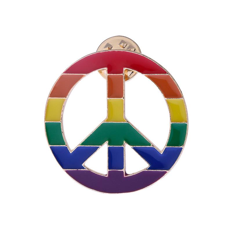 Creative Six-Color Rainbow Bridge Brooch - Peace Alloy Enamel Pin for Denim Bags