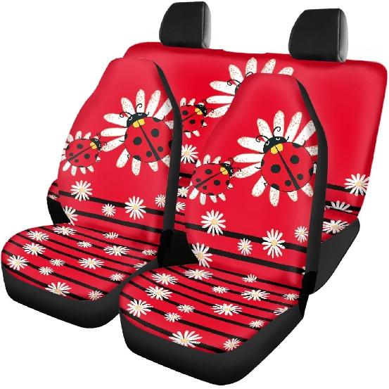 Чехлы на автомобильные сиденья с принтом коричневой коровы, 4 шт., Чехлы на передние и заднее сиденья автомобиля, Универсальные эластичные подушки на сиденья автомобиля, Защита салона автомобиля