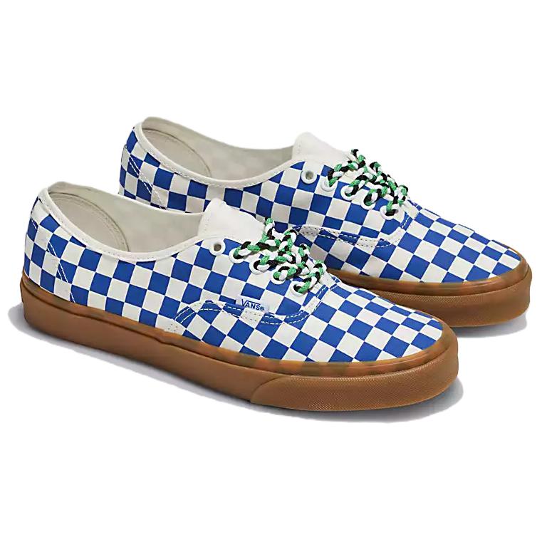 Vans Аутентичные шахматные кроссовки унисекс с синими резиновыми шнурками, белые VN0009PVY6Z