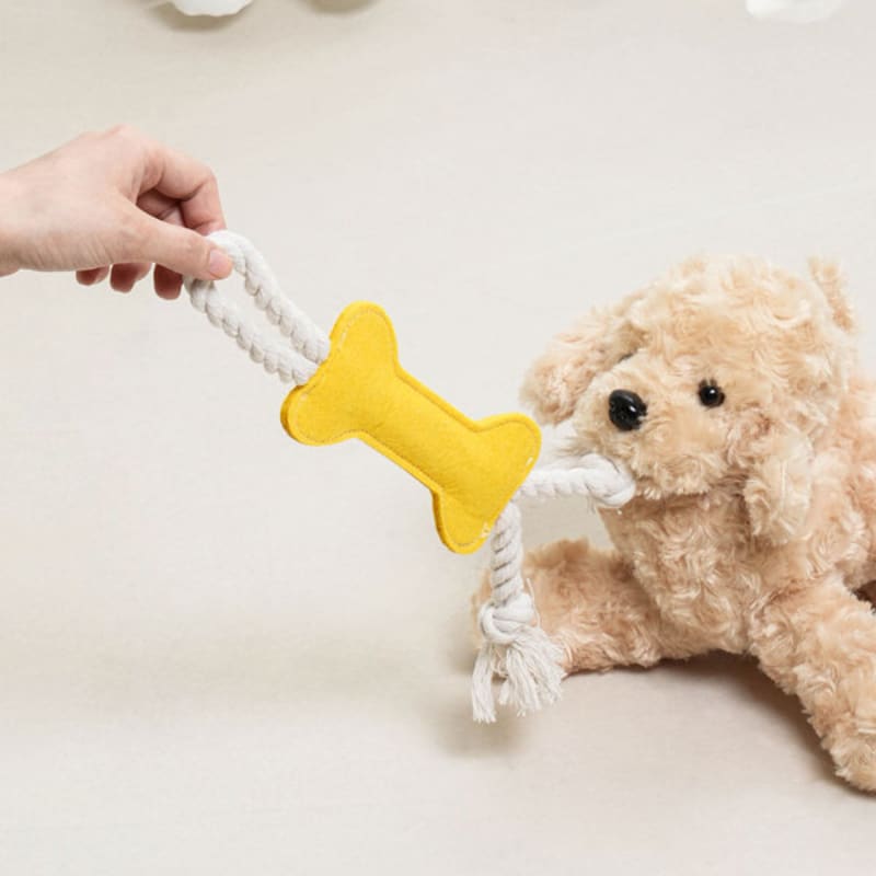 [Pet] Нетканая игрушка-веревка из кости, желтая