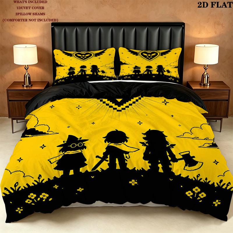 Deltarune Pattern Bedding Quilt Set Home Decoration Gift (1 * duvet cover + 2 * pillowcase without core)