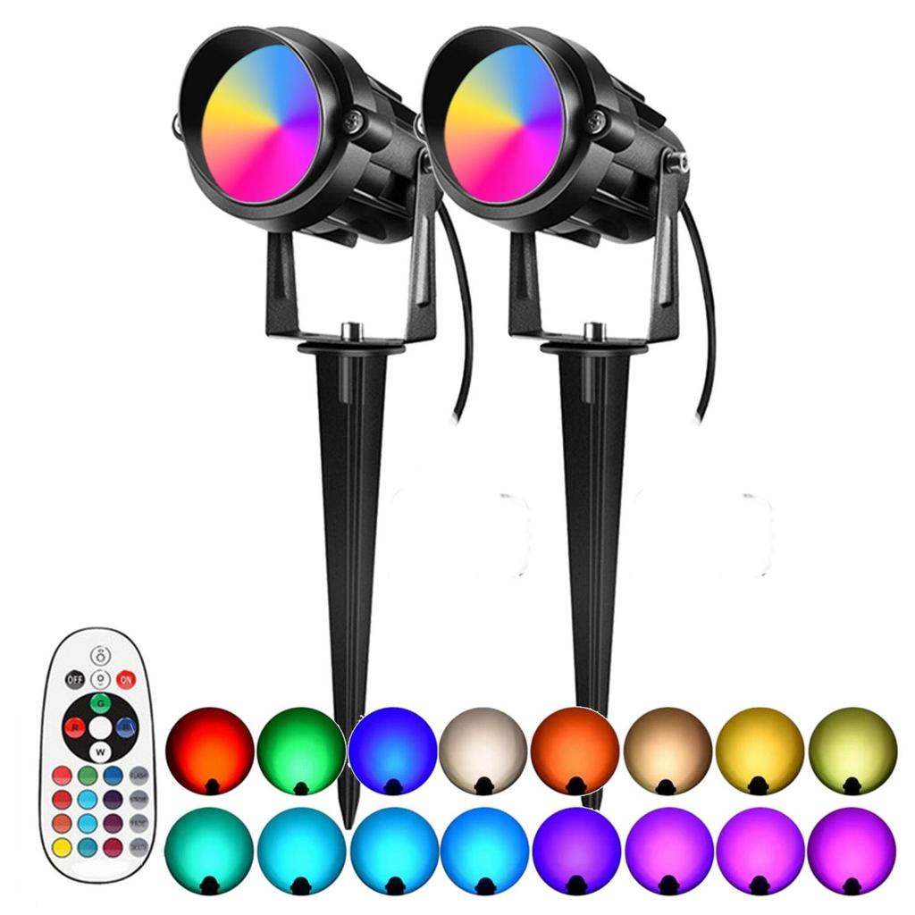 Газонный светильник RGBW: Управляемый пультом штекерный светильник для дворика, ландшафтной подсветки и настенной подсветки.