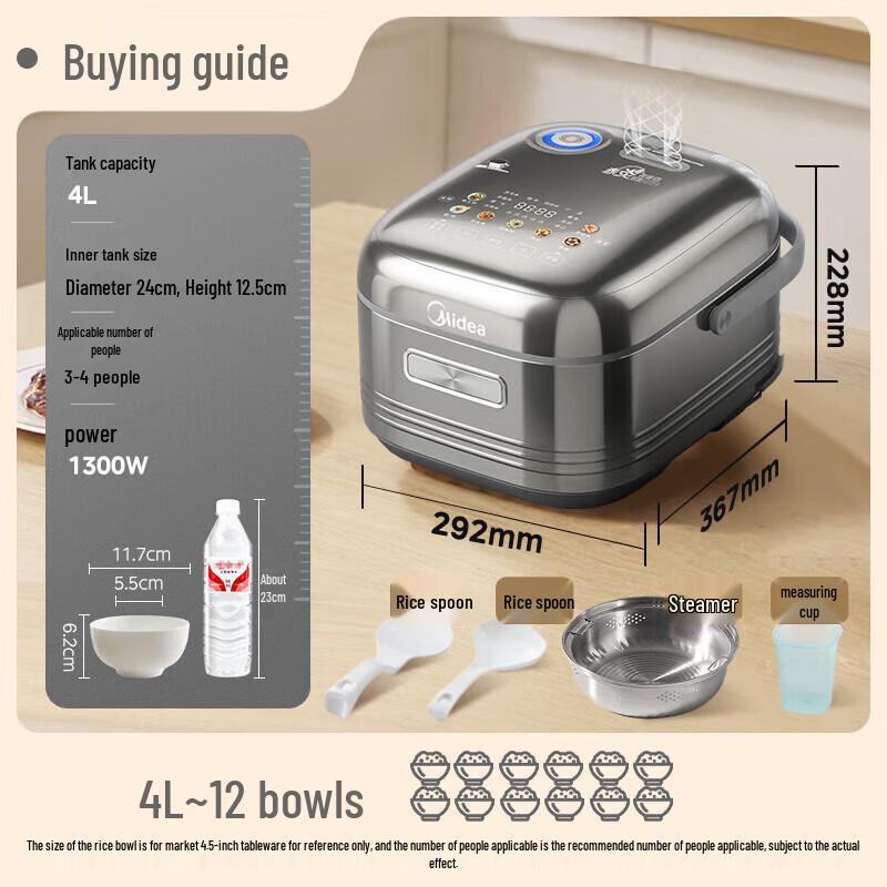 Midea IH 0-Coating Pure Titanium Rice Cooker 4L CN plug (adapter included)