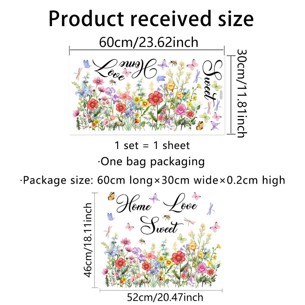 Двусторонняя красочная наклейка на стену с изображением бабочек и цветов, электростатическая паста, паста для оконного стекла, видимая декоративная наклейка на стену