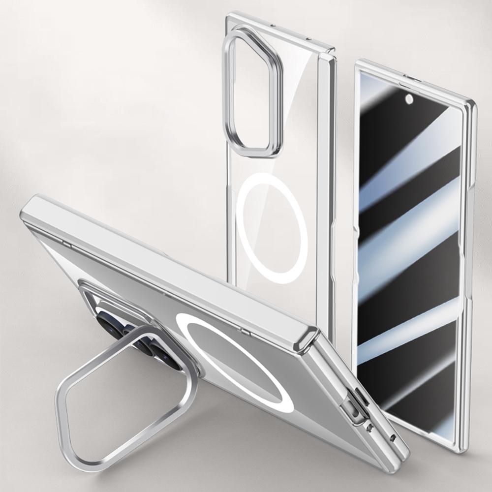 Магнитный чехол для Samsung Galaxy Z Fold7 5G, чехол для телефона из ПК+акрила с защитной пленкой для экрана от шпионажа, подставка для объектива