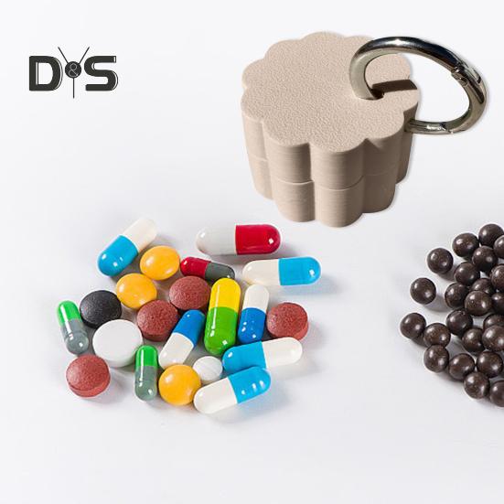 Keychain Pill Box Waterproof Compact Mini Holder Lightweight 3D Printed Container with Key Ring Small Pill Organizer Case