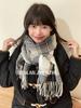 Клетчатый женский зимний шарф в корейском стиле - Теплый снуд из искусственного кашемира