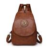 PU Backpack Women's Solid Color Large Capacity Travel Backpack