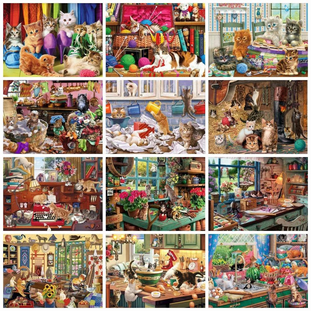 Полный квадратный дрель Алмазная вышивка кошка Кухня Книги по искусству горный хрусталь ремесленная алмазная живопись животное рукоделие домашний декор