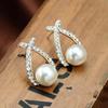 Pure Silver Pearl Earrings Jewelry Women's Wedding Gift 2024 New Fashion Minimalist