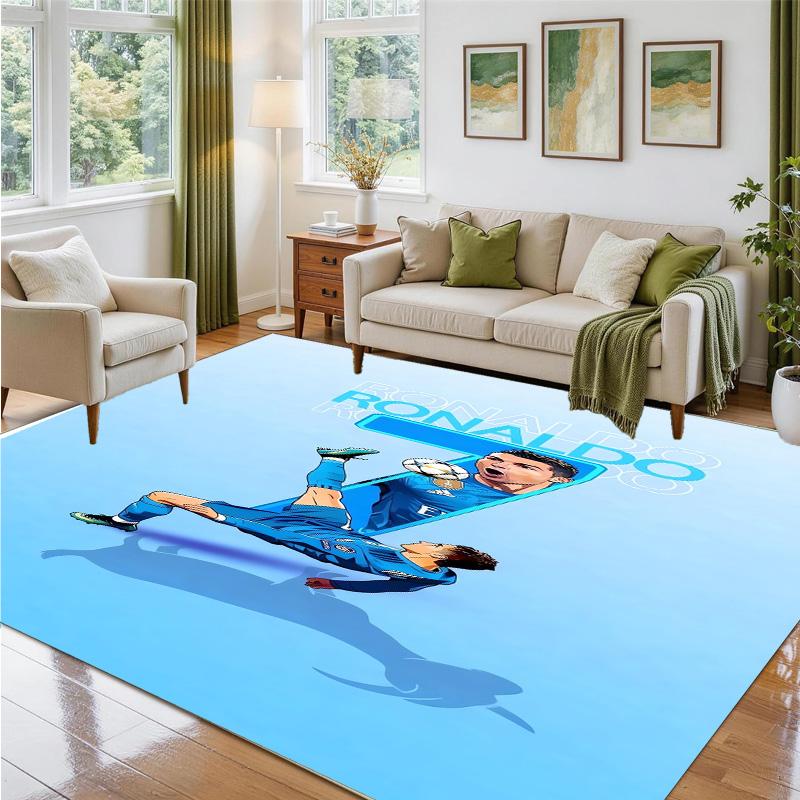 Cristiano Ronaldo Design Crystal Velvet Rug Soft Decorative Mat for Bedroom Entrance