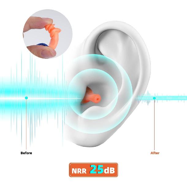 ANDANDA Силиконовые беруши - 100 пар, Беруши с шнурком для шумоподавления при стрельбе, Многоразовые для снижения шума, 25 дБ NRR