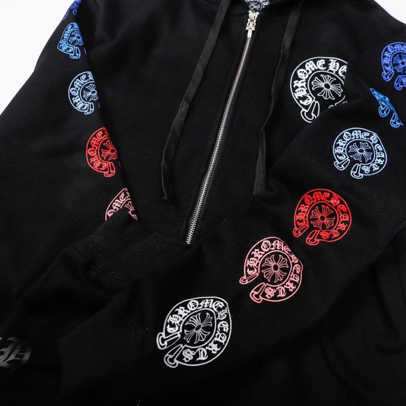 827 CHROME HEARTS Осень-Зима 2026 Новый Большой Размер Классический Стиль Логотип Молния Худи Толстовка, Подходит для Ношения Парами