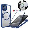 360 Полноэкранная защитная пленка Чехол для iPhone 15 14 13 12 Pro Max 15Plus 14 Plus Magsafe Магнитная прозрачная жесткая задняя крышка
