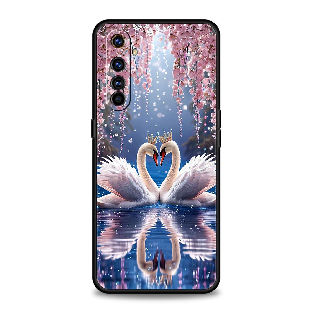Мягкий ТПУ Чехол для Realme 11 10 9 Pro Plus GT2 GT3 GT5 C21 C25 C35 C53 C55 C67 Pro 5G Ударопрочный Чехол для Телефона Элегантный Дизайн Белого Лебедя