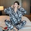 2025 Spring Women's Pajamas Set Silk Cartoon Panda Long Sleeve Sleepwear Leisure Nightwear Pyjamas for Women Homewear