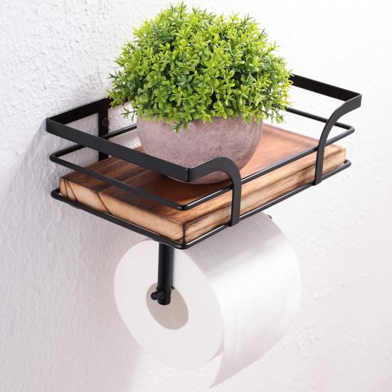 Держатель для туалетной бумаги в деревенском стиле с полкой, прочная несущая стойка для хранения салфеток, деревянная полка, аксессуары для ванной комнаты