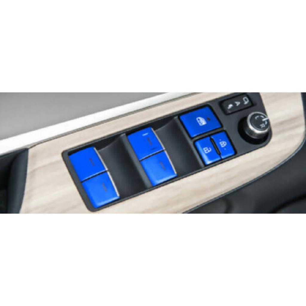 Dow Lift Lock Switch Button Sticker Blue Alloy Win 18- For Toyota Camry 10X