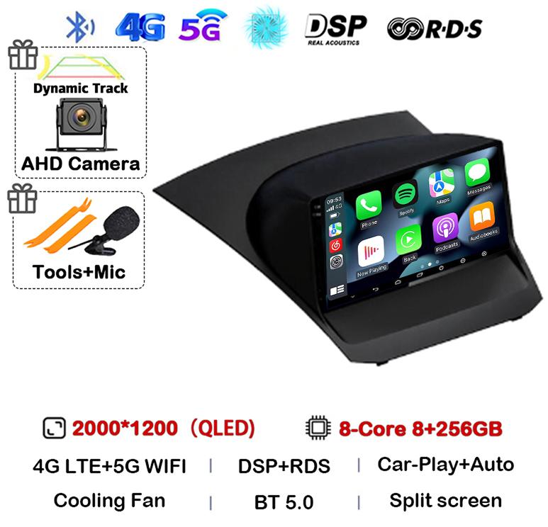Android 14 Carplay Auto 4G+WIFI для Ford Fiesta 2009-2017 Автомобильное радио Мультимедиа Стерео Видеоплеер Навигация GPS 360 Caemra DSP