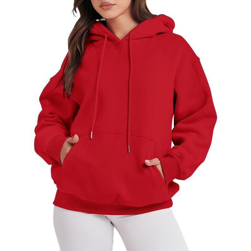 Womens Fleece Hoodie Thick Warm Printed Sweatshirt Casual Loose Fit Long Sleeve Hooded Top